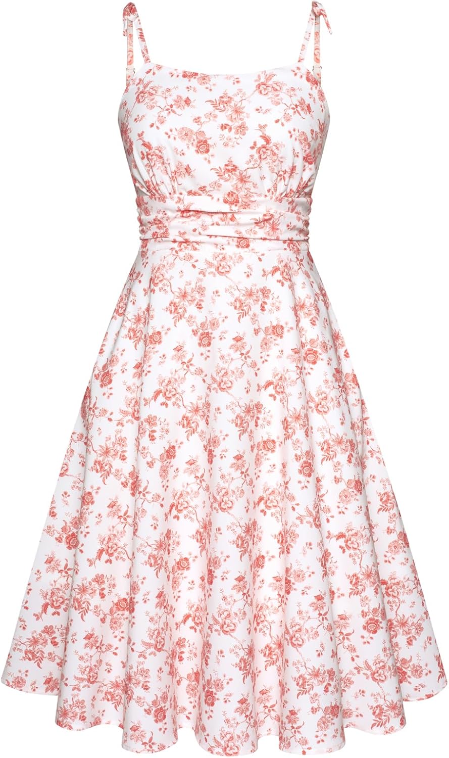 Summer Dress Spaghetti Strap Flowy Midi Beach Sundress Wedding Guest Cocktail Dress