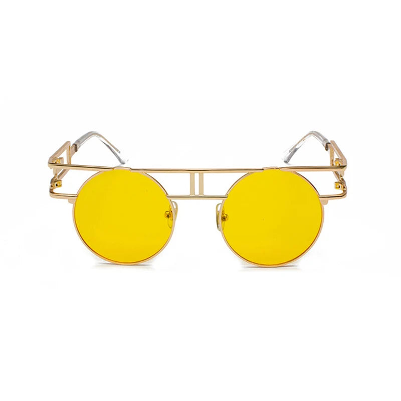 Big Frame Round Alloy Mirror Steampunk Sunglasses