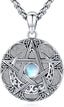 Sterling Silver Pentagram Necklace Triple Moon