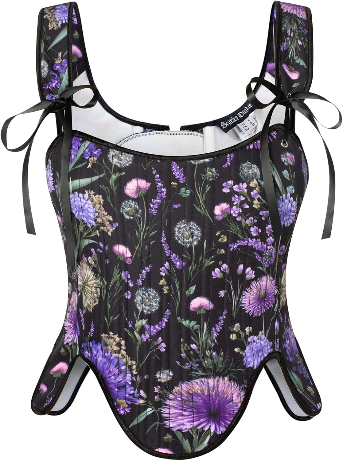 Renaissance Floral Lace-Up Bustier with Zipper