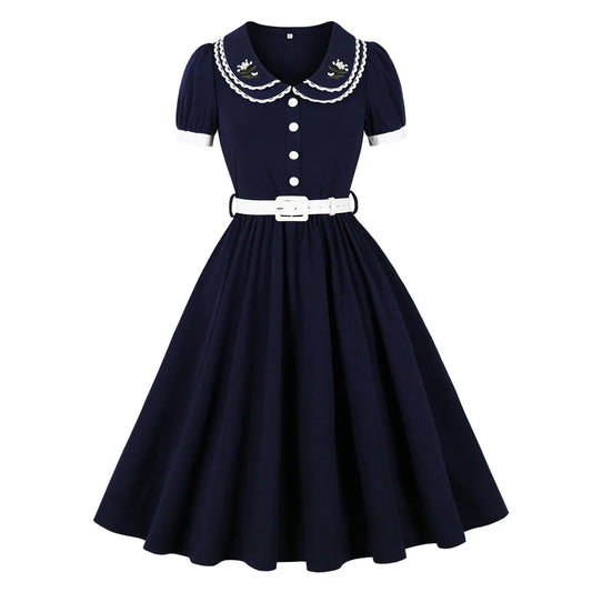 Floral Vintage Swing Dress - 1950s Rockabilly Pin-Up Style