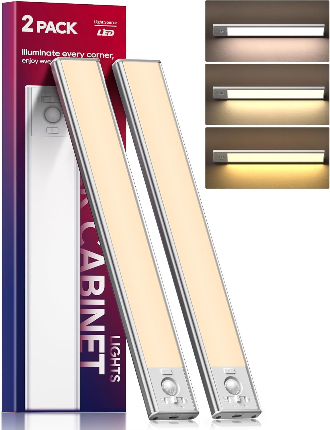 Under Cabinet Lighting, LED Motion Sensor LED Light for Kitchen(2 Pack)