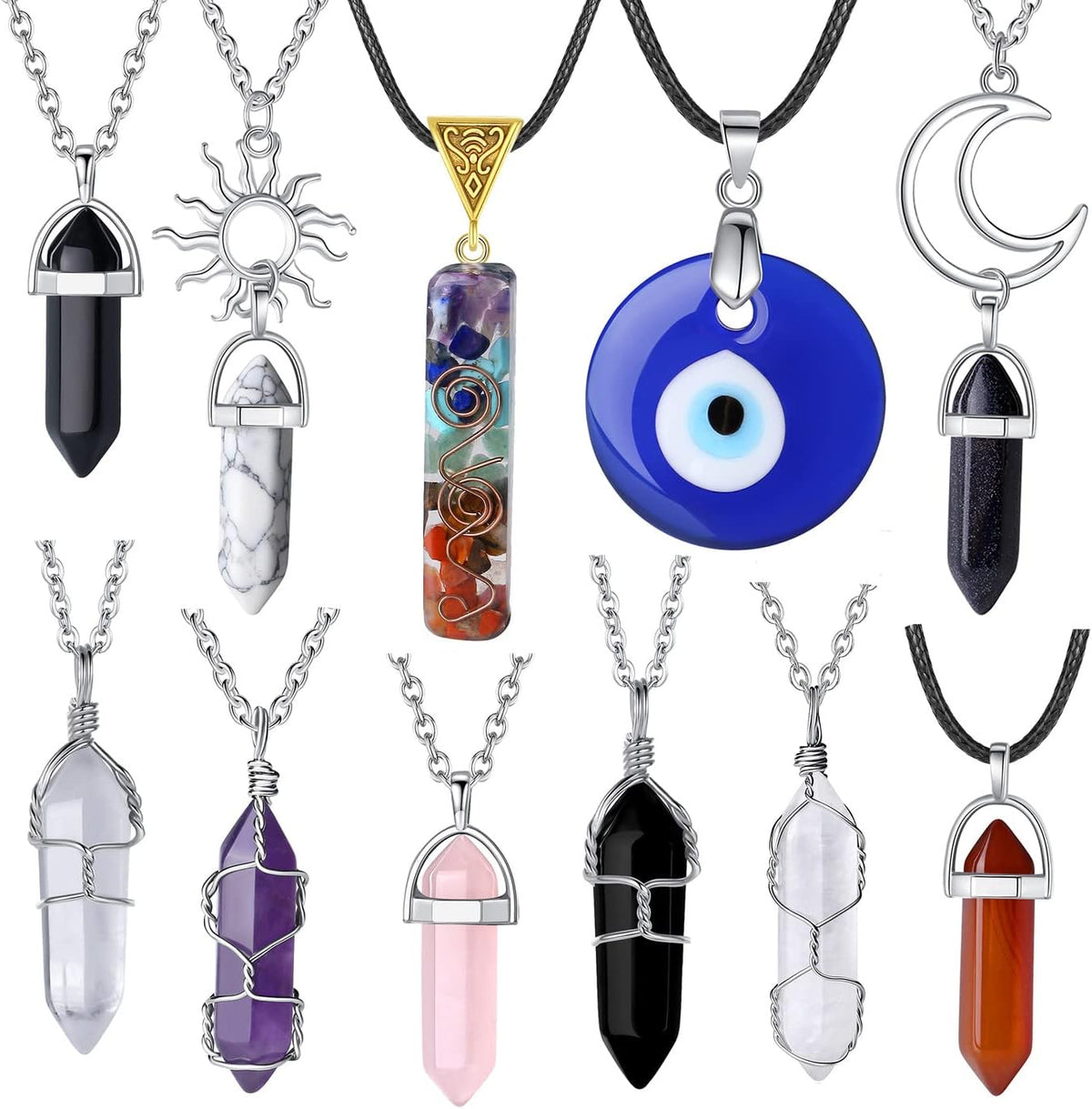 XIANNVXI 11 Pcs Crystal Necklaces for