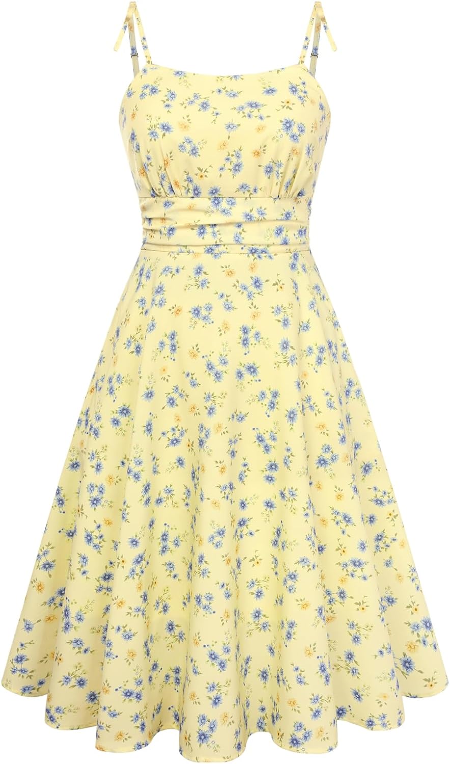 Summer Dress Spaghetti Strap Flowy Midi Beach Sundress Wedding Guest Cocktail Dress