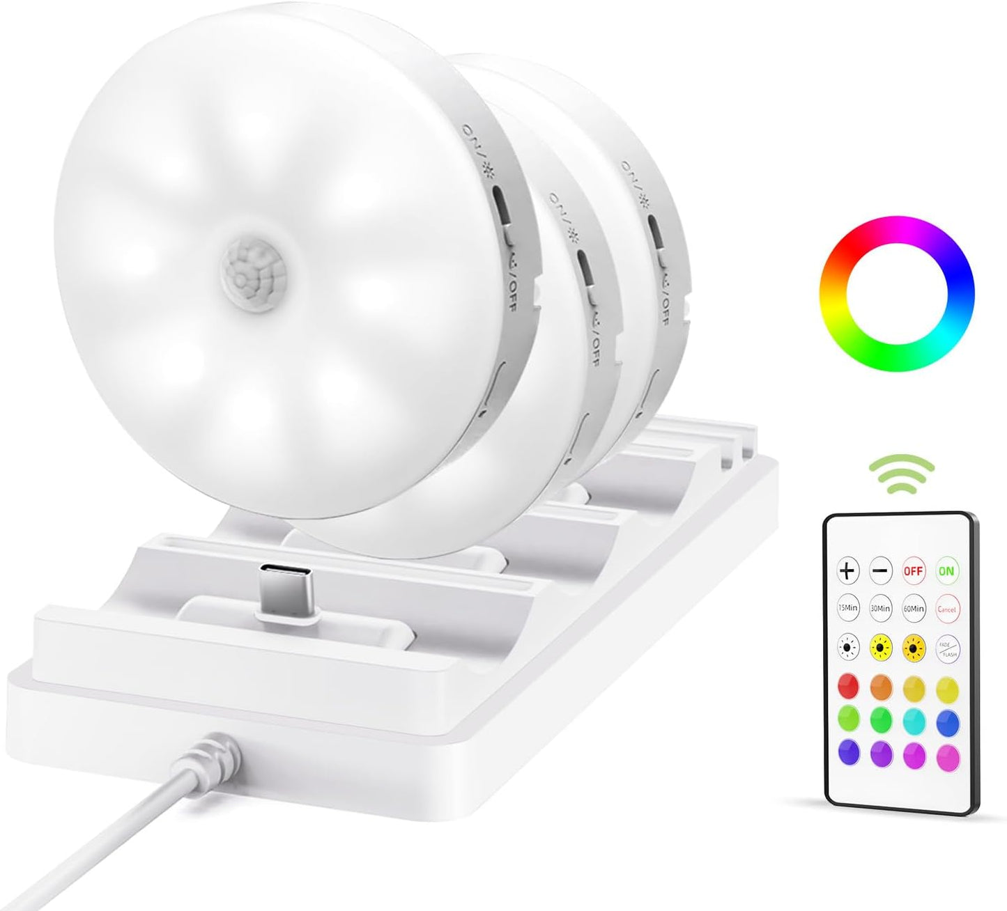 Ezvalo 6-pack Under Cabinet Lighting, Rechargeable Motion Sensor Puck LED Light for Kitchen, Home...