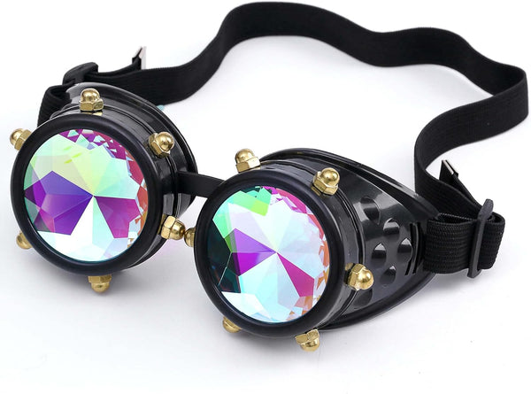 Kaleidoscope Rainbow Prism Steampunk Rave Goggles