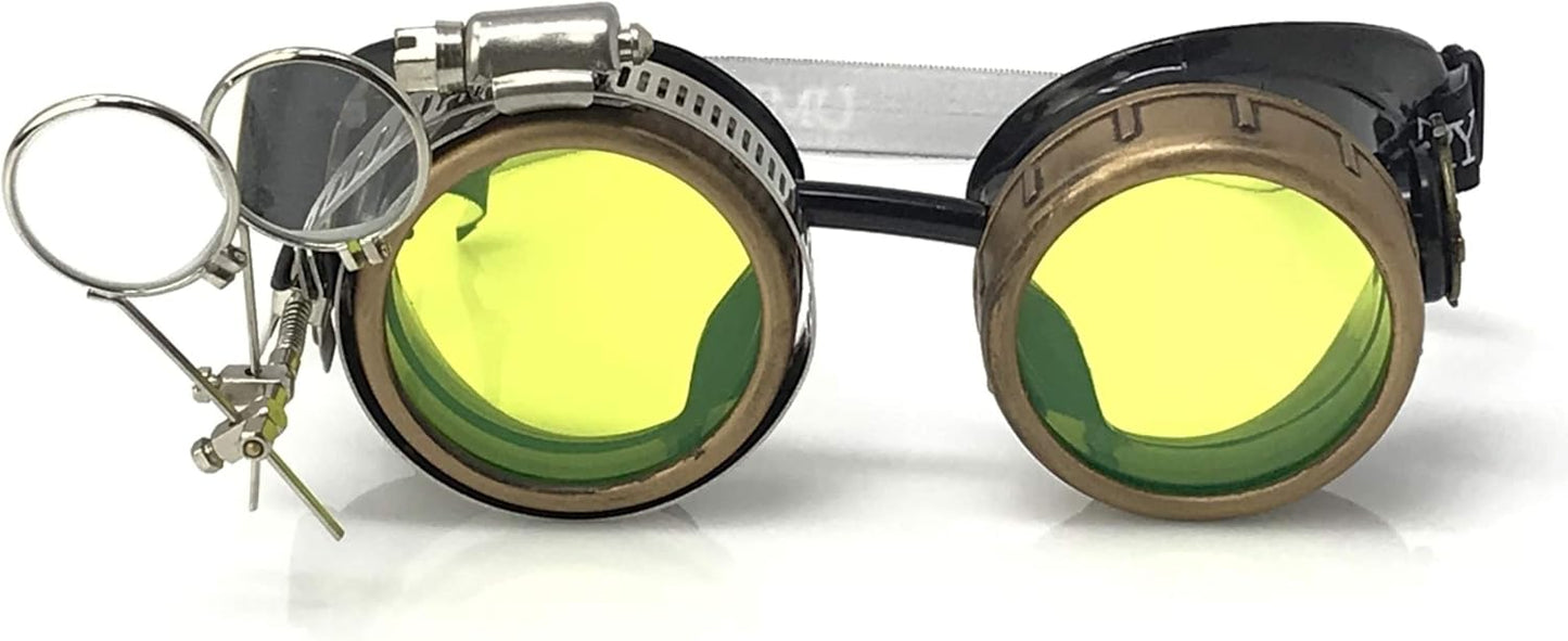 Victorian Steampunk Goggles with Compass & Ocular Loupe