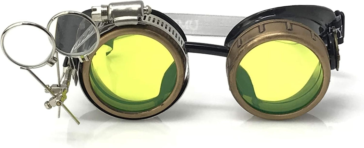 Victorian Steampunk Goggles with Compass & Ocular Loupe