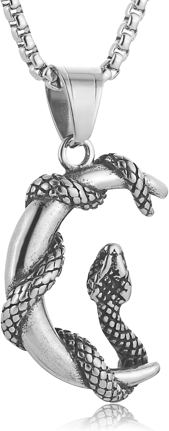 Gothic Snake Pendant - Serpent Ritual Necklace