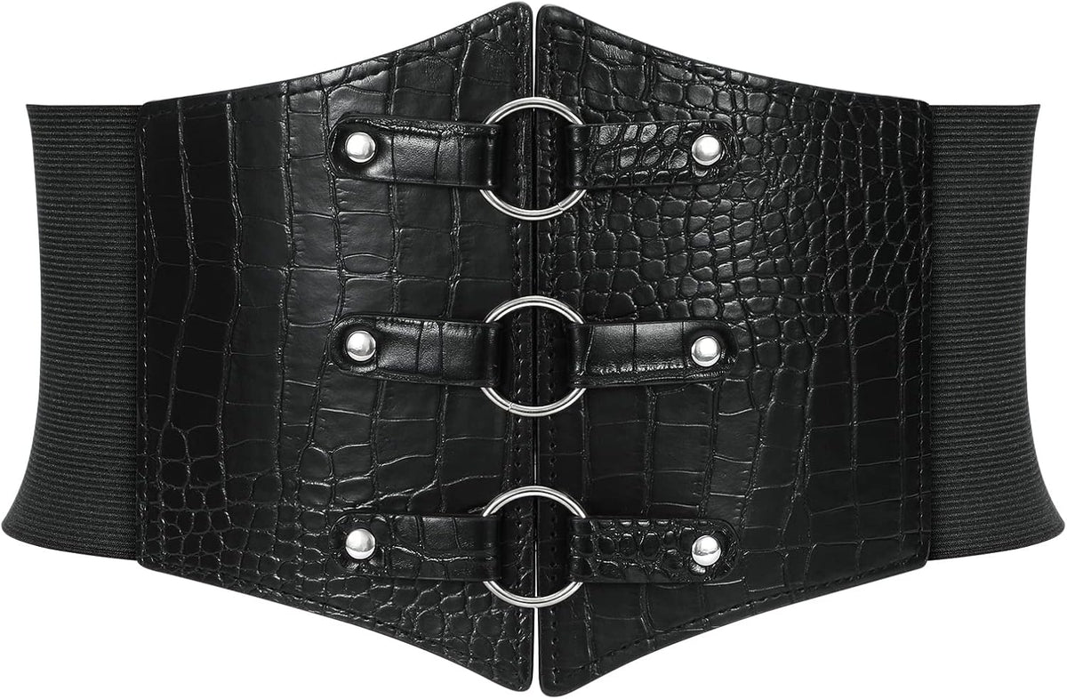 Metal Ring Wide Elastic Waspie Corset Belt