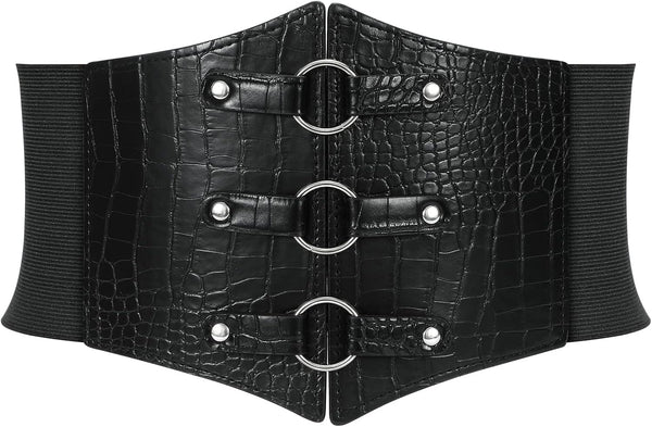 Metal Ring Wide Elastic Waspie Corset Belt