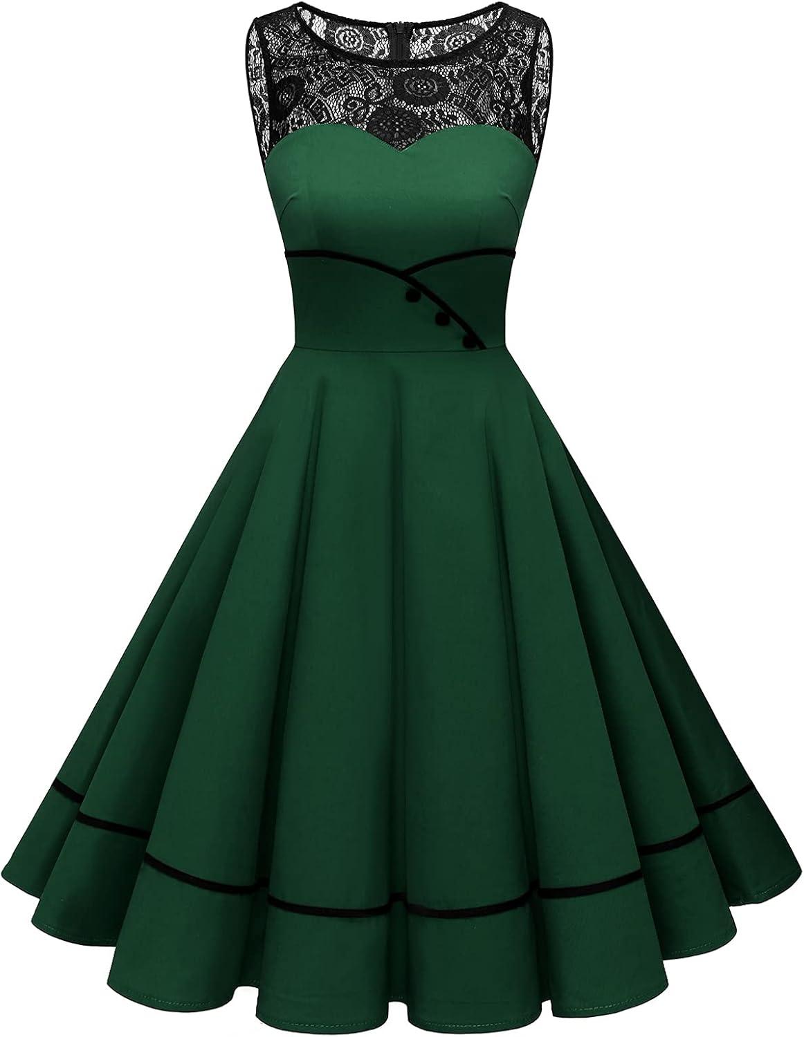 Floral Vintage Swing Dress - Sleeveless - 1950s Rockabilly Pin-Up Style
