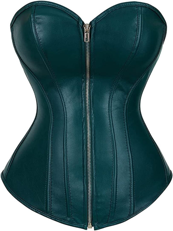 Faux Leather Zipper Steampunk Corset Bustier