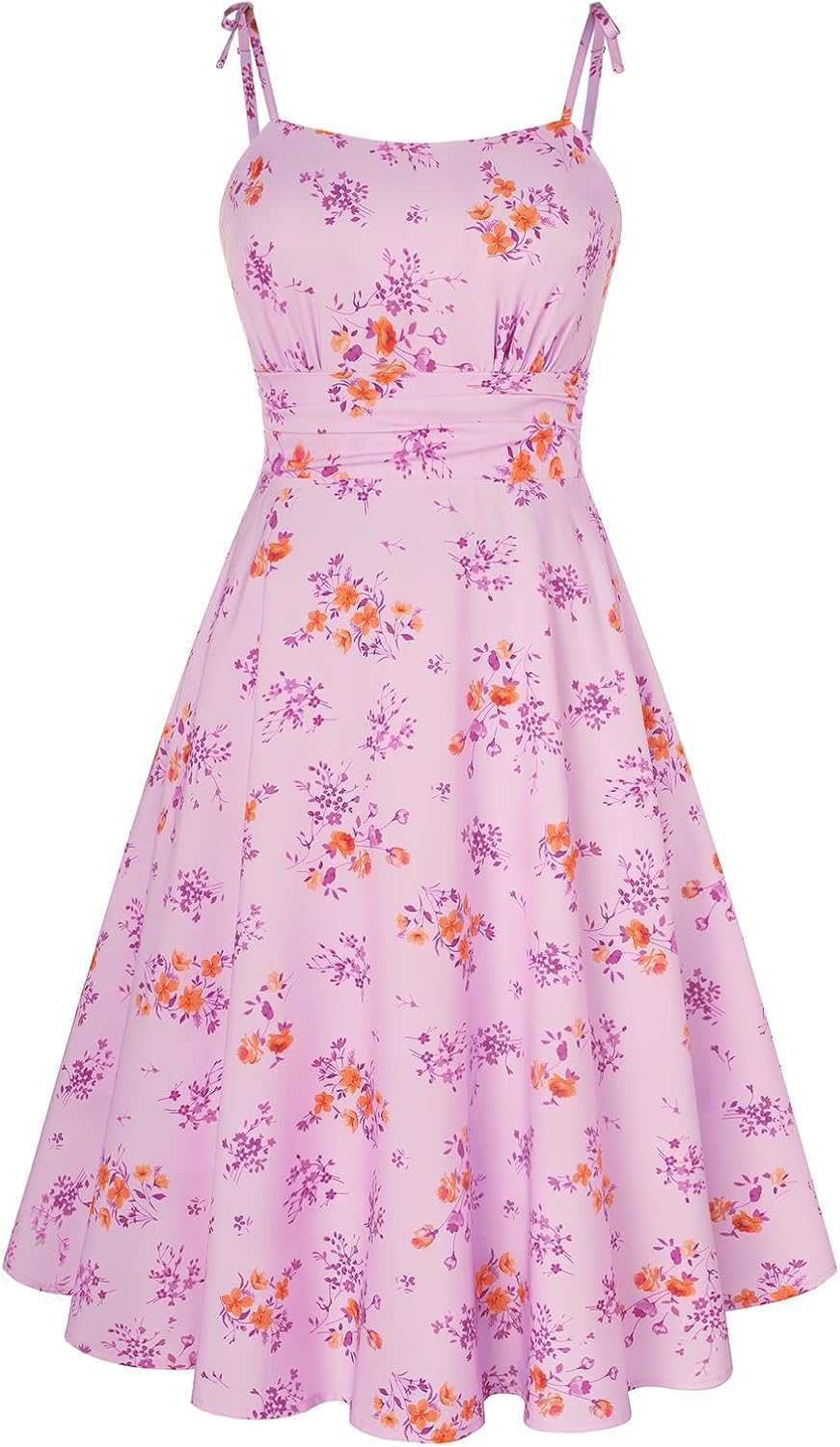 Summer Dress Spaghetti Strap Flowy Midi Beach Sundress Wedding Guest Cocktail Dress