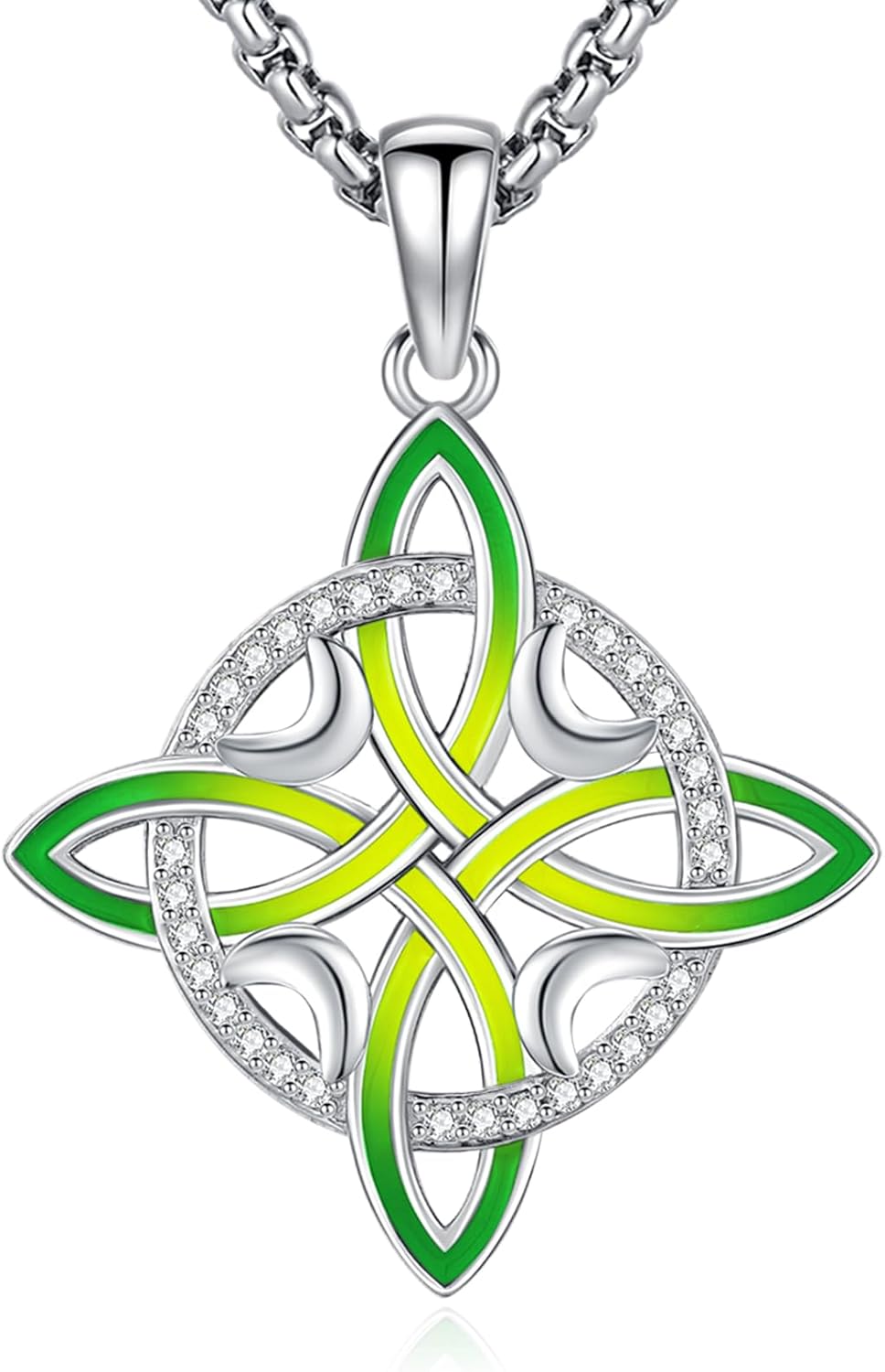 Sterling Silver Pentagram Necklace Triple Moon Tetragrammaton