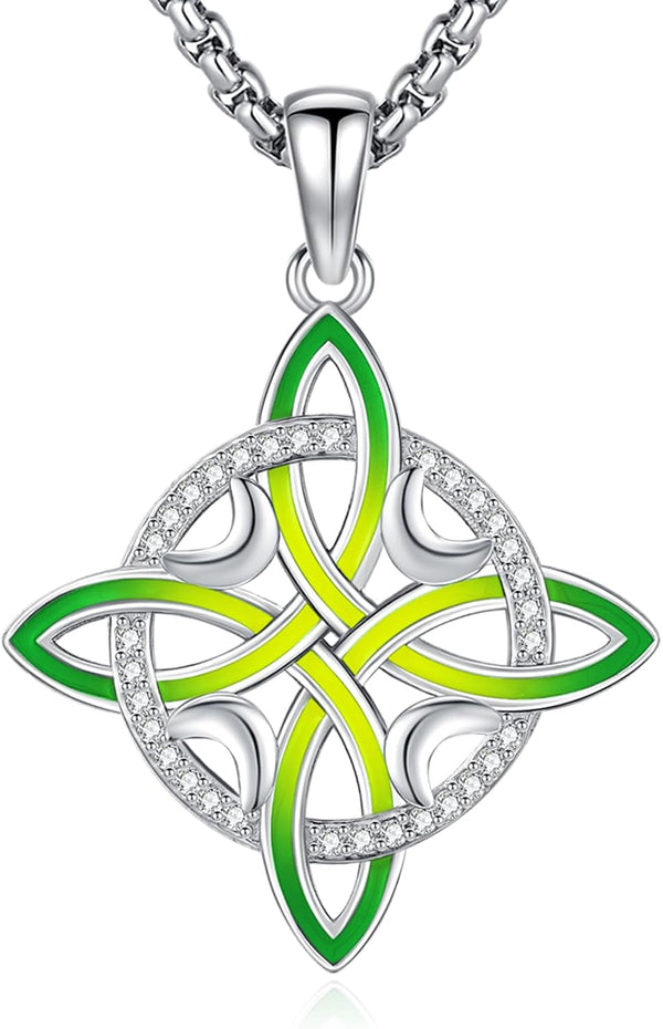 Sterling Silver Pentagram Necklace Triple Moon Tetragrammaton