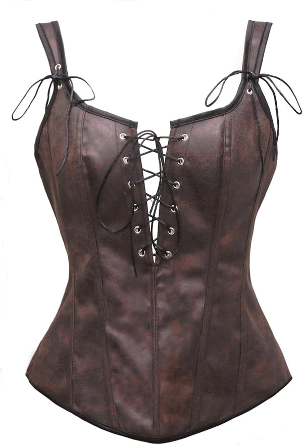 Renaissance Steampunk Faux Leather Bustier Corset