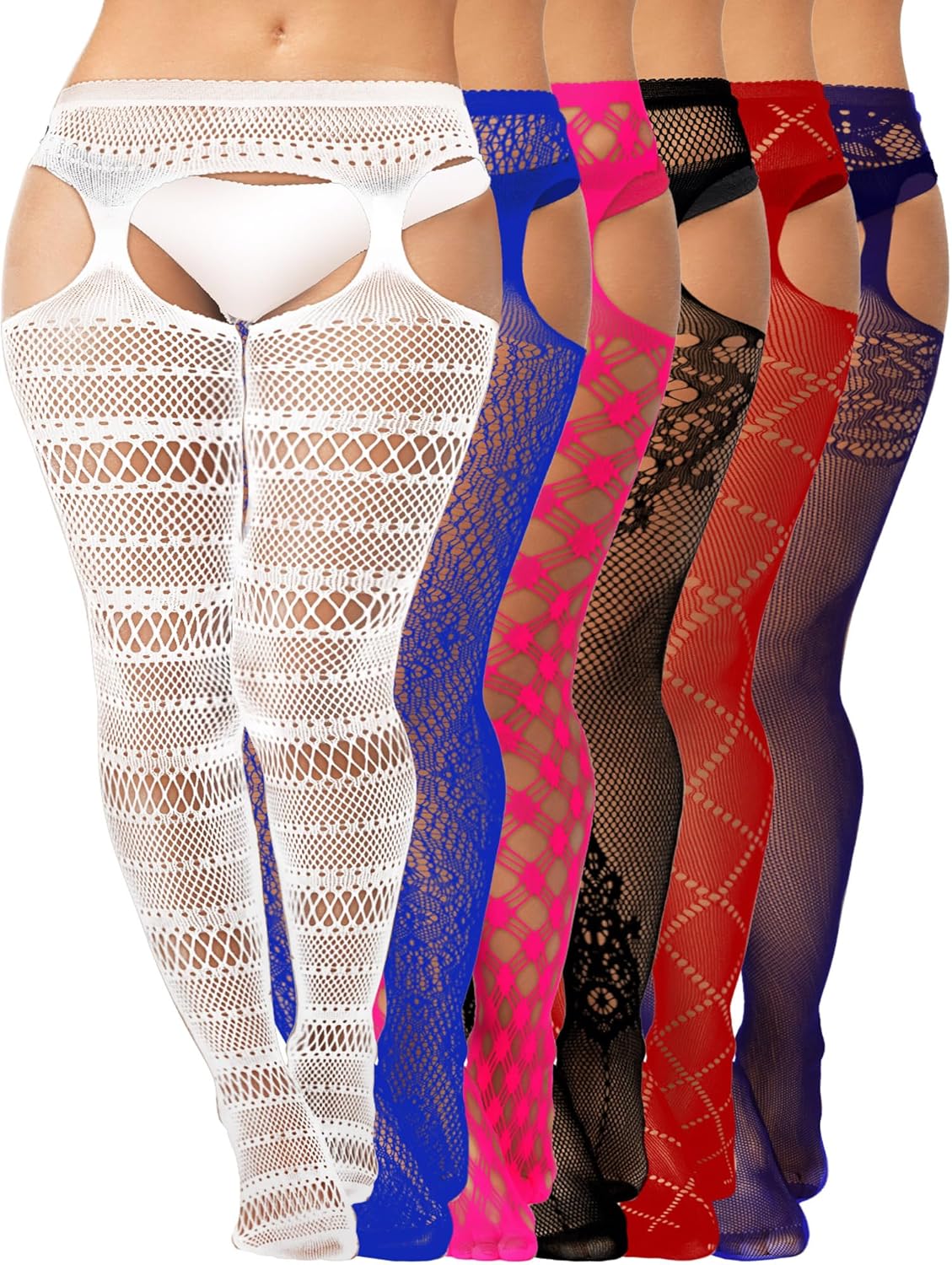 Fishnet Thigh-High Stockings – 6 Pairs Plus Size