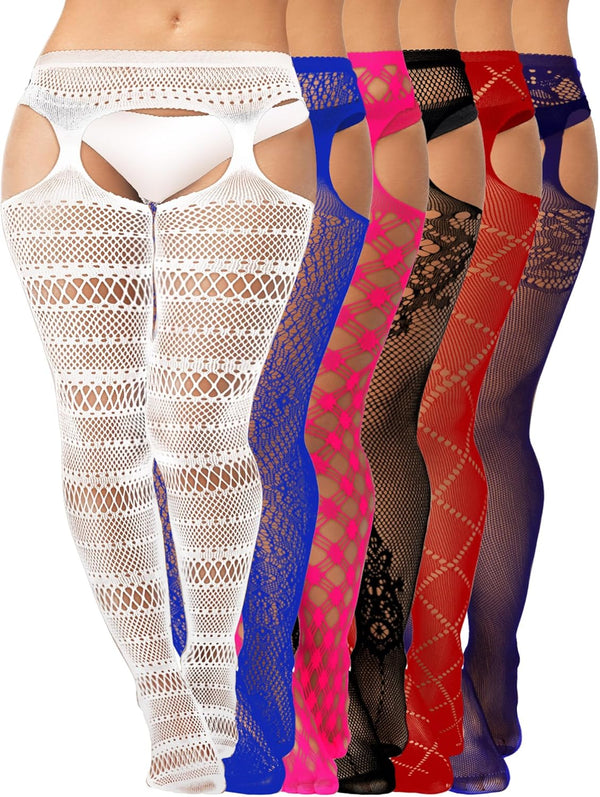 Fishnet Thigh-High Stockings – 6 Pairs Plus Size