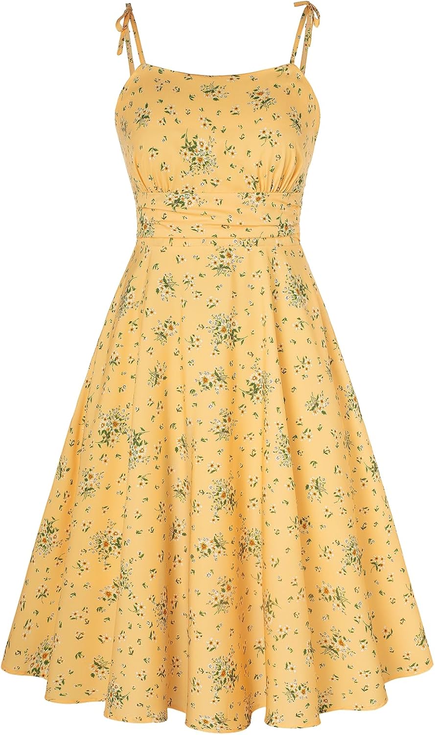 Summer Dress Spaghetti Strap Flowy Midi Beach Sundress Wedding Guest Cocktail Dress