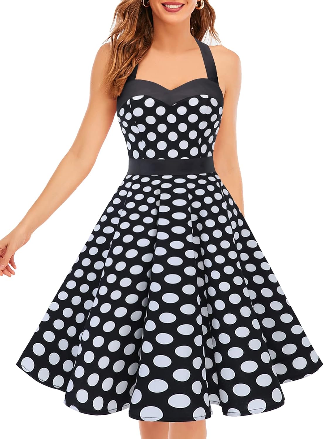 Vintage Swing Dress - Halter Neck - 1950s Rockabilly Pin-Up Style