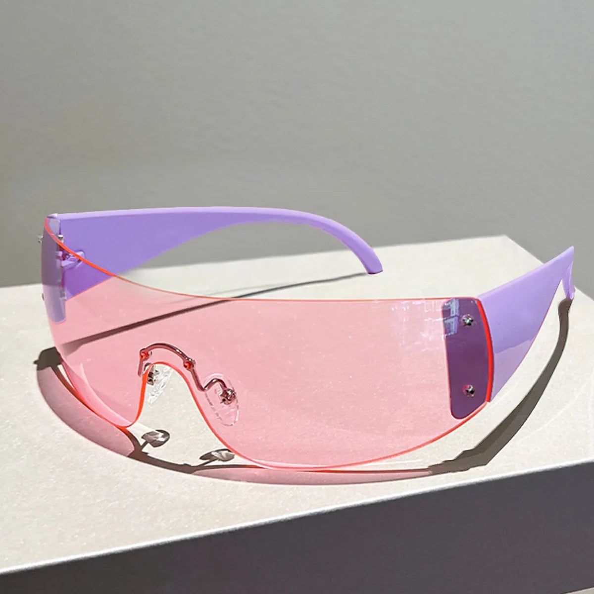 Rimless Rivet One-Piece Y2K Steampunk Sunglasses