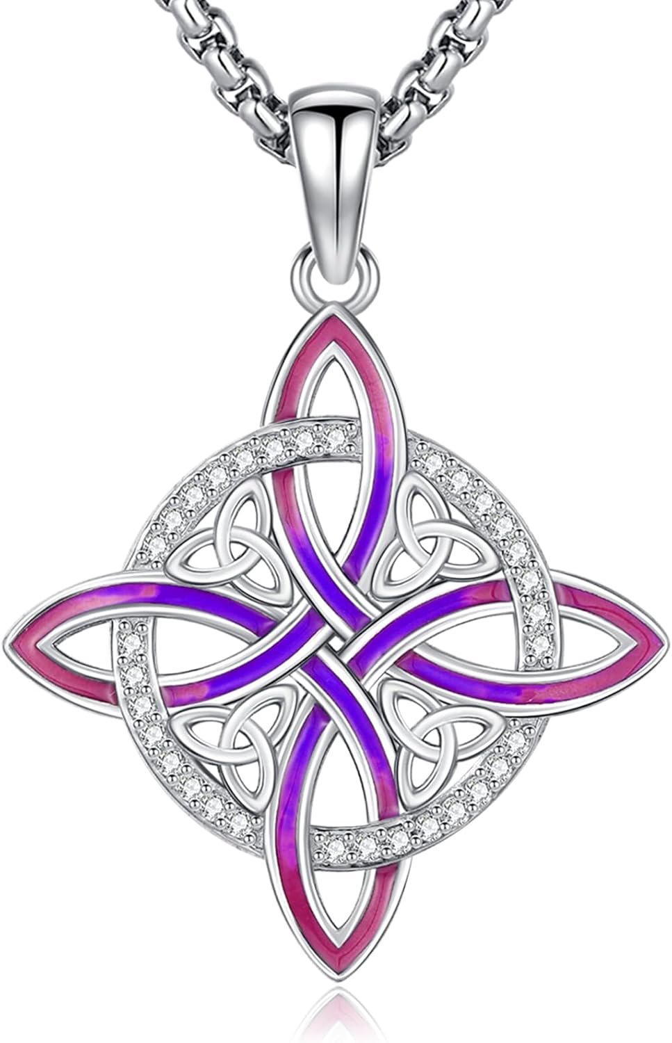 Sterling Silver Pentagram Necklace Triple Moon