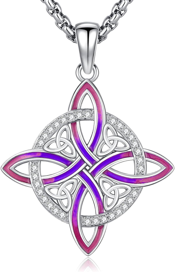 Sterling Silver Pentagram Necklace Triple Moon