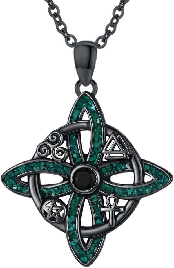 Sterling Silver Pentagram Necklace Triple Moon