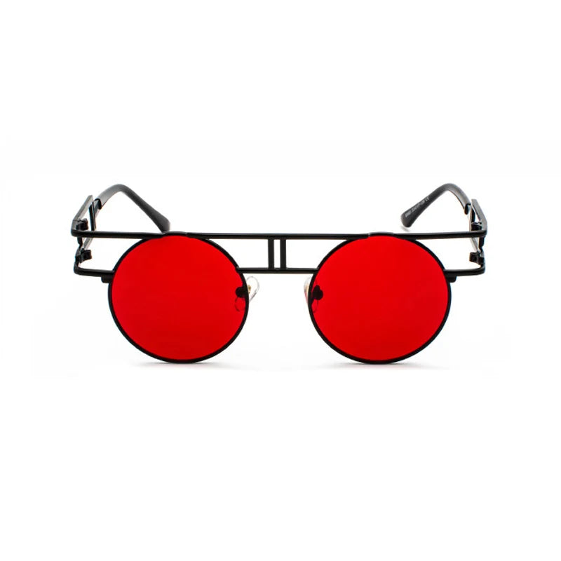 Big Frame Round Alloy Mirror Steampunk Sunglasses