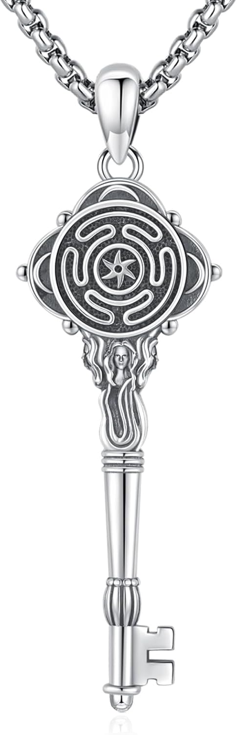 Sterling Silver Pentagram Necklace Triple Moon Tetragrammaton