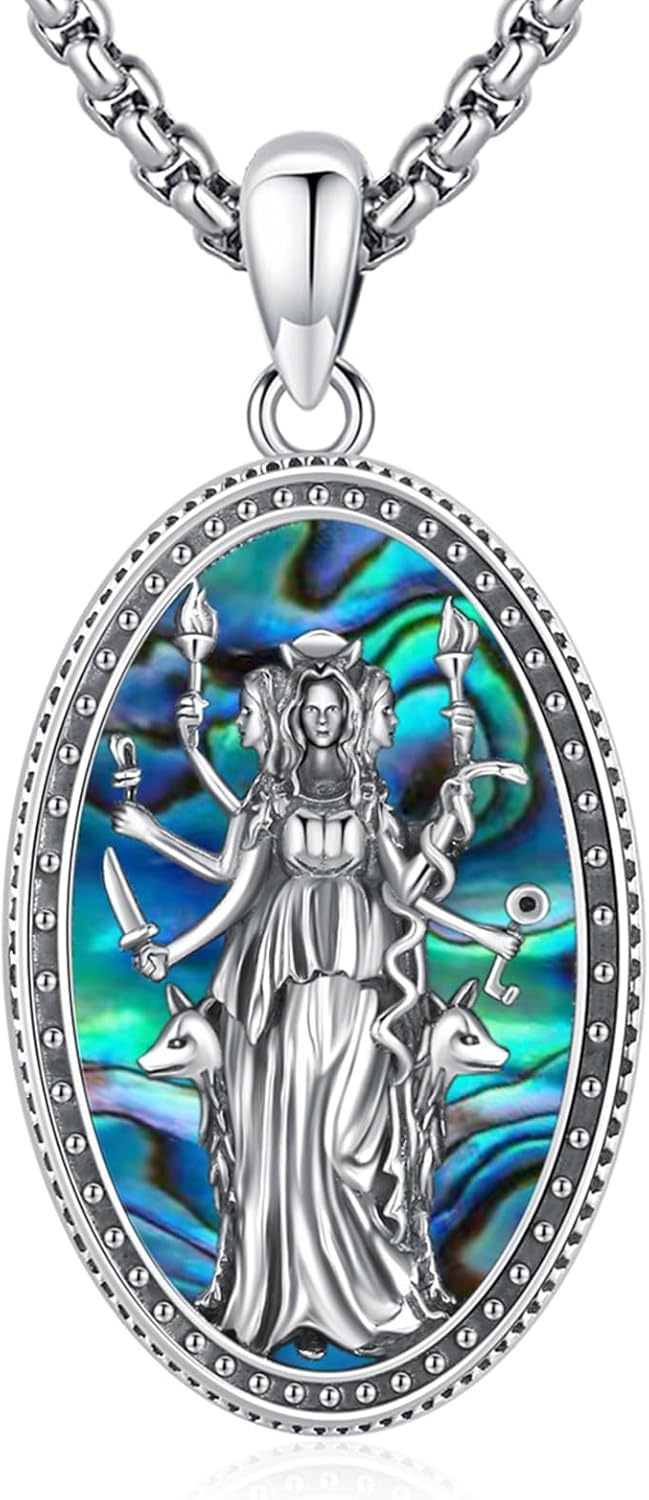 Sterling Silver Pentagram Necklace Triple Moon