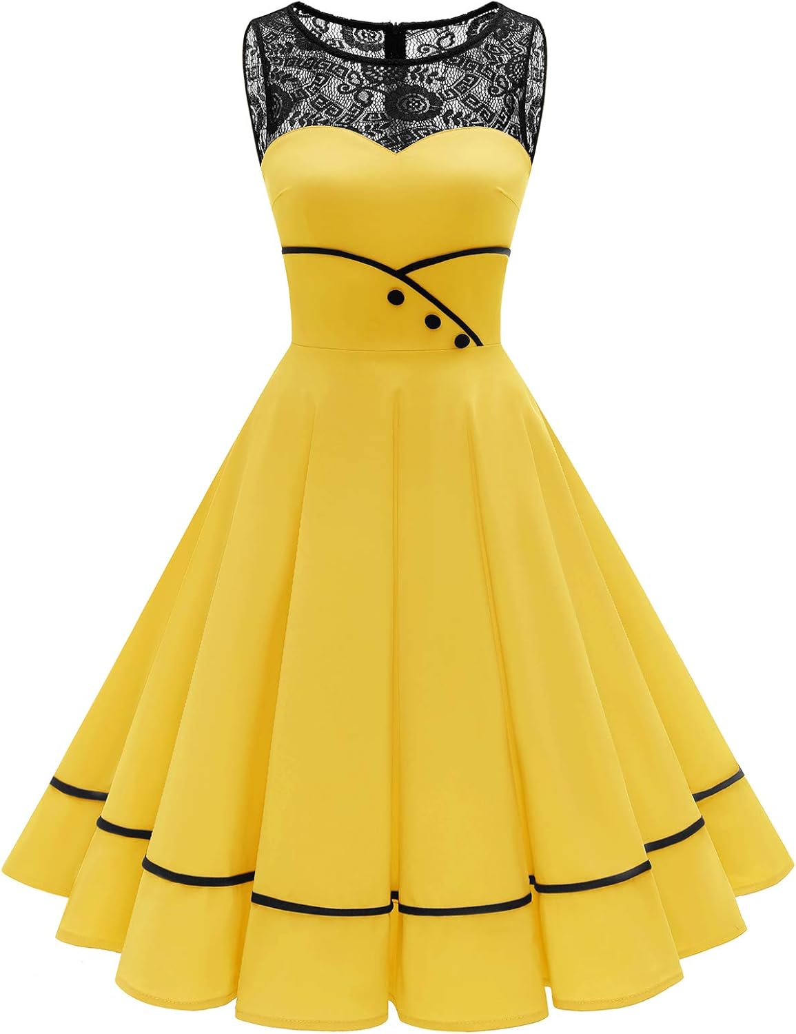 Floral Vintage Swing Dress - Sleeveless - 1950s Rockabilly Pin-Up Style