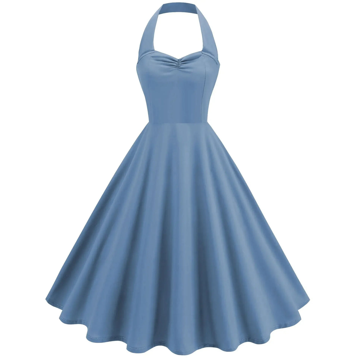 Vintage Swing Dress - Halter Neck Sleeveless Backless - 1950s Rockabilly Pin-Up Style