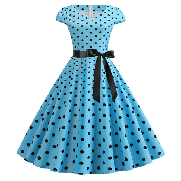 Polka Dot Vintage Swing Dress - 1950s Rockabilly Pin-Up Style