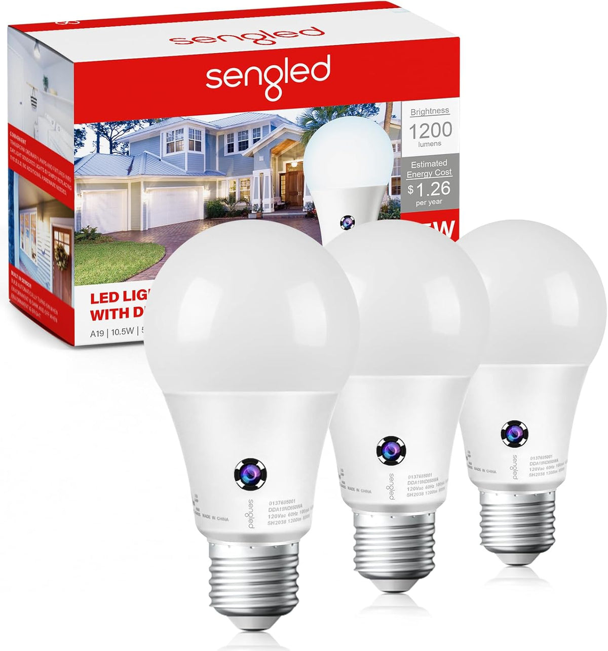 Sengled Motion Sensor LED Light Bulbs 8.8w (60w Equivalent) 800 Lumens for Porch, Garage, Hallway...