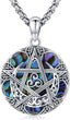 Sterling Silver Pentagram Necklace Triple Moon Tetragrammaton