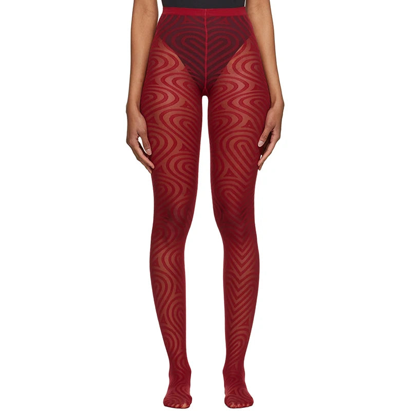 Y2K Tie Dye Hollow Out Mesh Patterned Tights