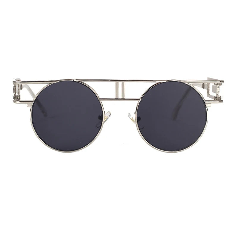 Big Frame Round Alloy Mirror Steampunk Sunglasses