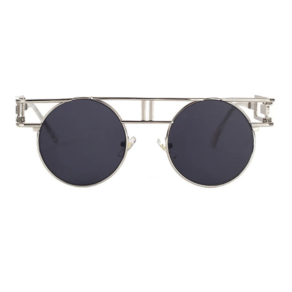 Big Frame Round Alloy Mirror Steampunk Sunglasses
