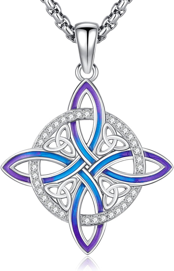 Sterling Silver Pentagram Necklace Triple Moon