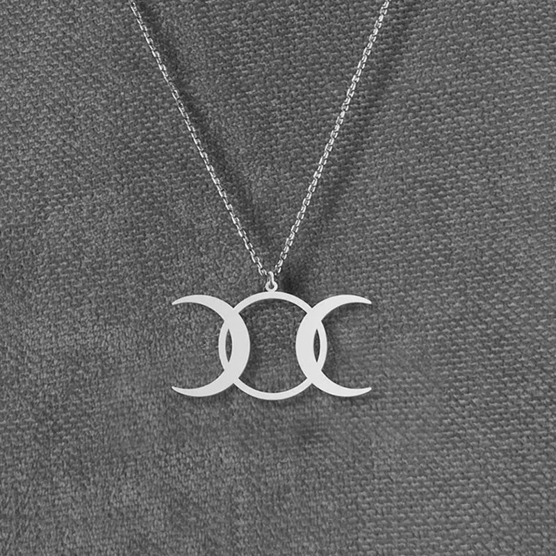 Triple Moon Goddess Necklace - Lunar Phase Jewelry
