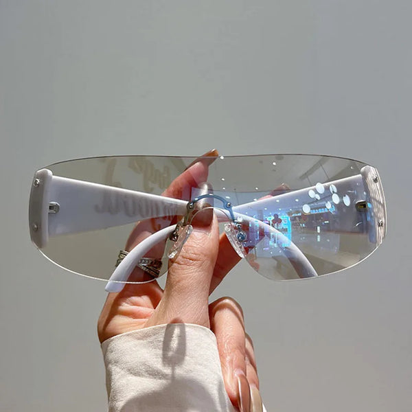 Rimless Rivet One-Piece Y2K Steampunk Sunglasses