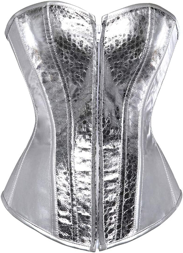 Faux Leather Zipper Steampunk Corset Bustier