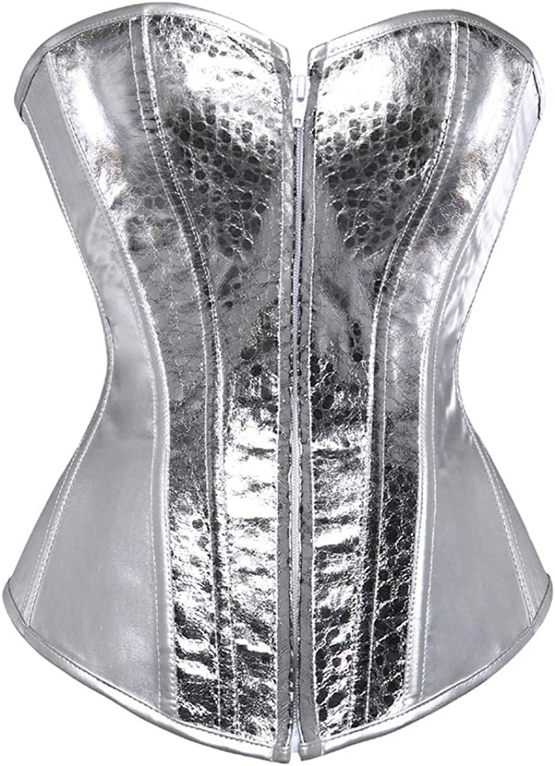 Corsets for Women Faux Leather Corset Top Steampunk Corsets Zipper Bustier Pirate Costume