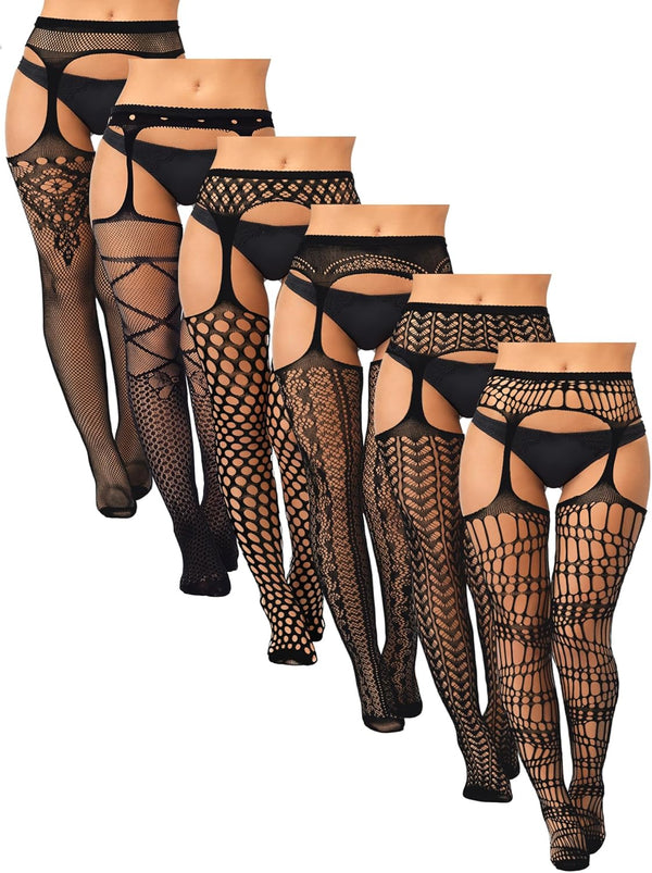 Fishnet Thigh-High Stockings – 6 Pairs Plus Size
