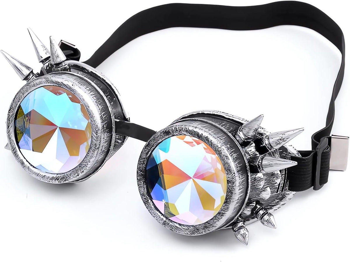 Kaleidoscope Rainbow Prism Steampunk Rave Goggles