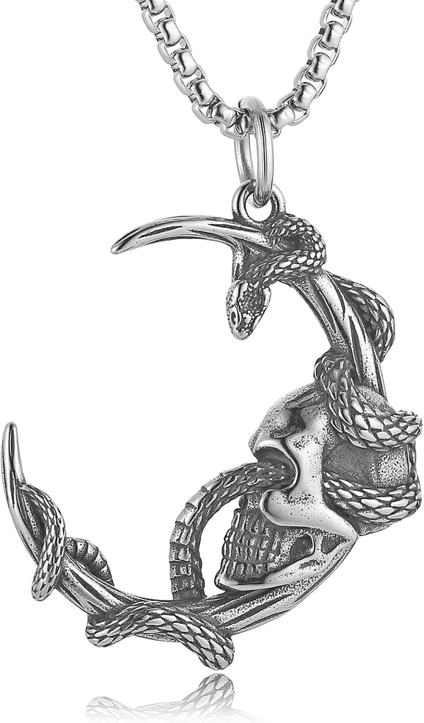 Gothic Snake Pendant - Serpent Ritual Necklace