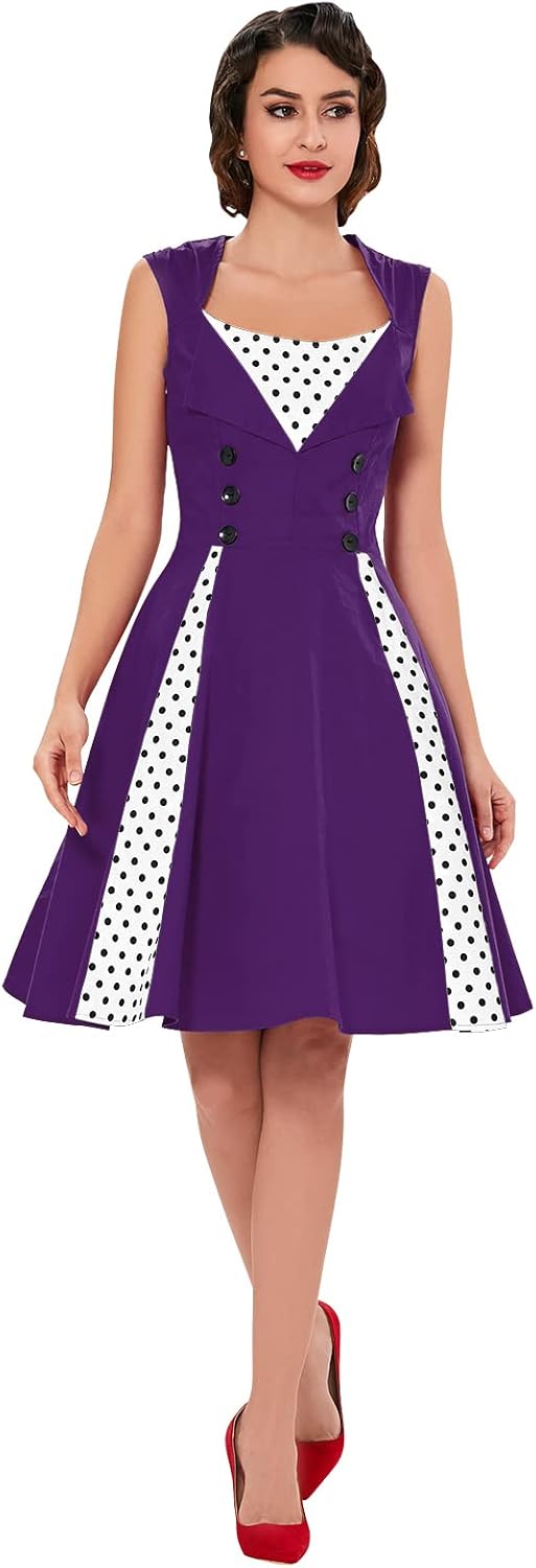Polka Dot Style Cocktail Party Swing Dress