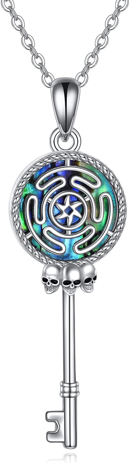 Sterling Silver Pentagram Necklace Triple Moon